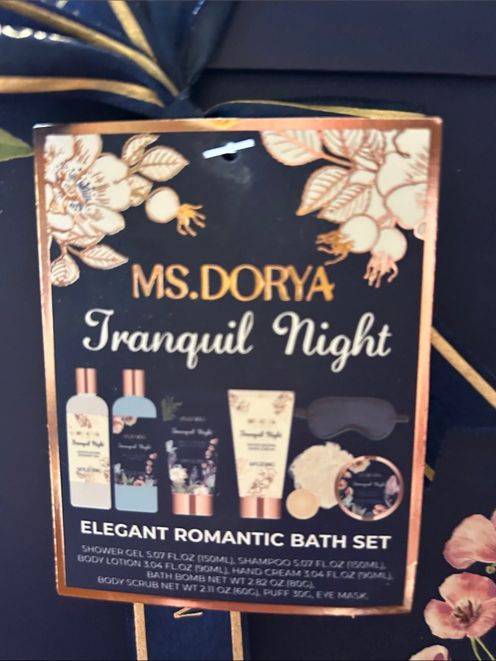 Ms. Dorya Elegant Romantic Bath Set 8 Piece Tranquil Night New Sealed